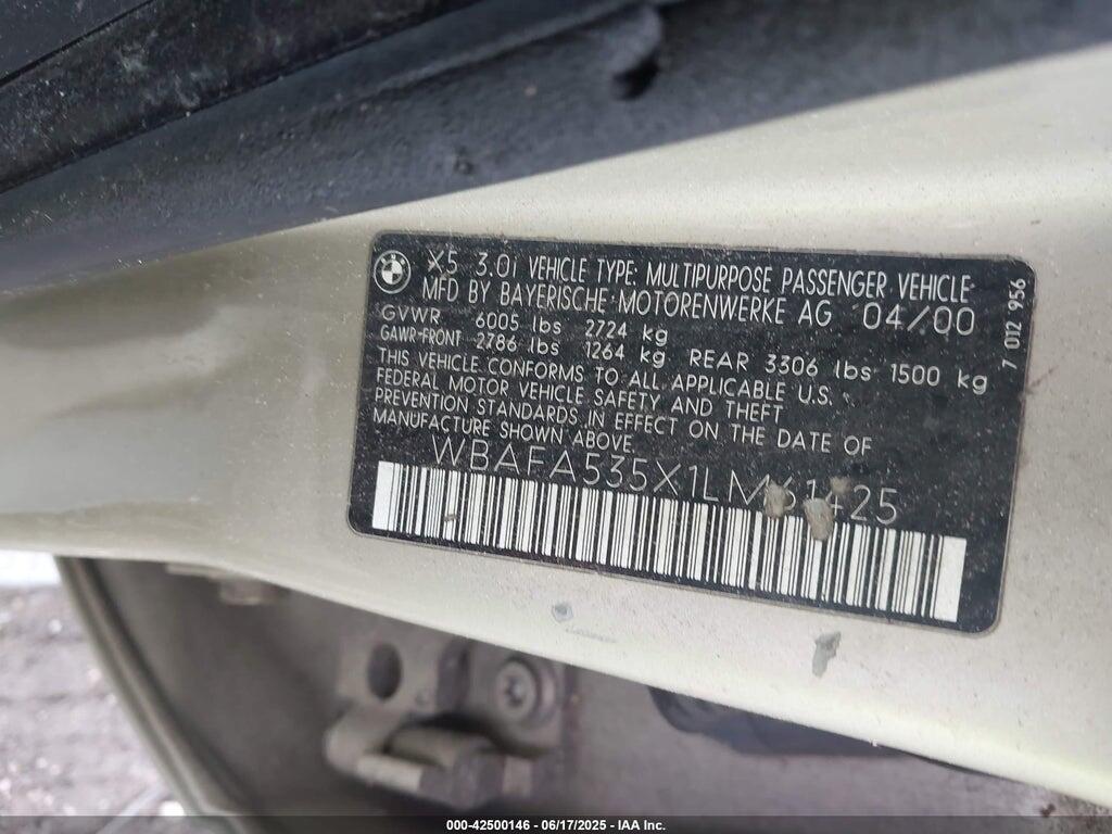 WBAFA535X1LM61425 2001 BMW X5 photo no. 9