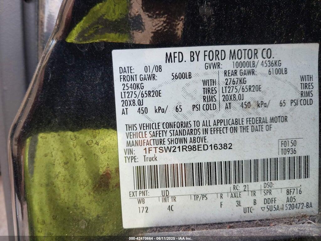 1FTSW21R98ED16382 2008 FORD F-250 photo no. 9