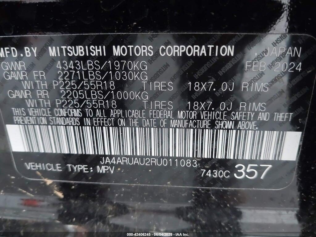 JA4ARUAU2RU011083 2024 MITSUBISHI OUTLANDER SPORT photo no. 9