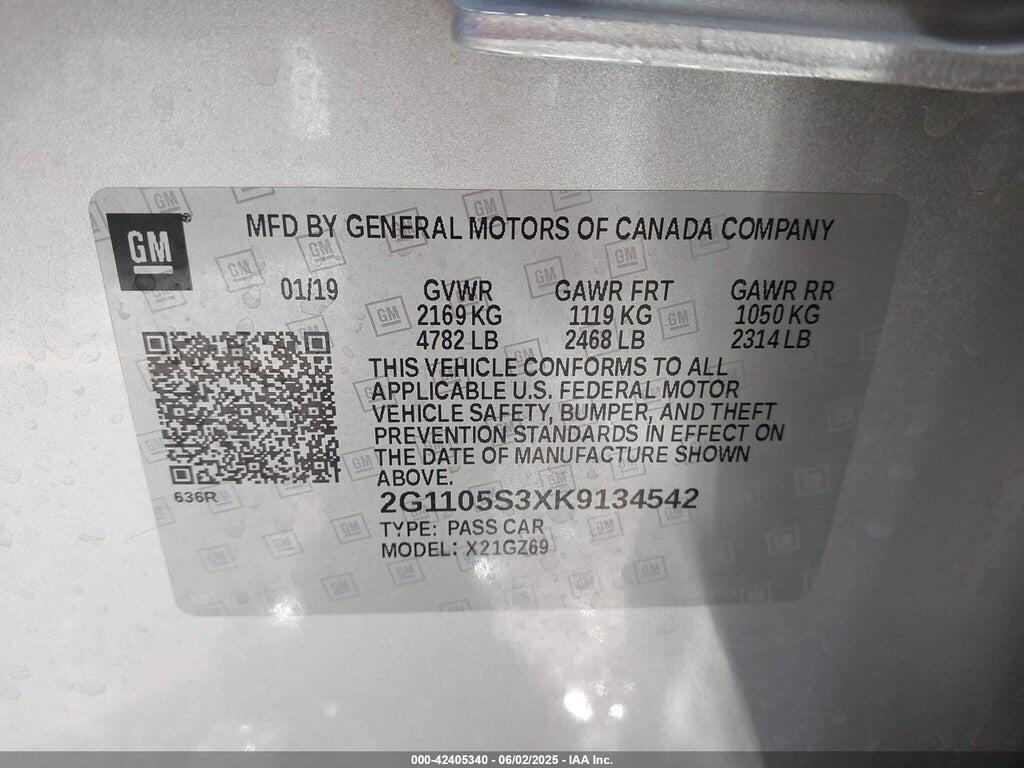 2G1105S3XK9134542 2019 CHEVROLET IMPALA photo no. 9