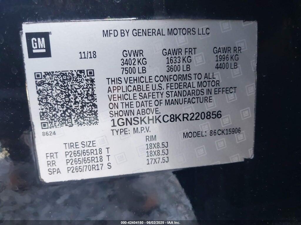 1GNSKHKC8KR220856 2019 CHEVROLET SUBURBAN photo no. 9
