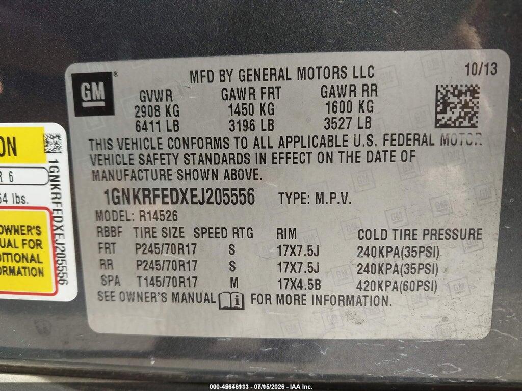 1GNKRFEDXEJ205556 2014 CHEVROLET TRAVERSE photo no. 9