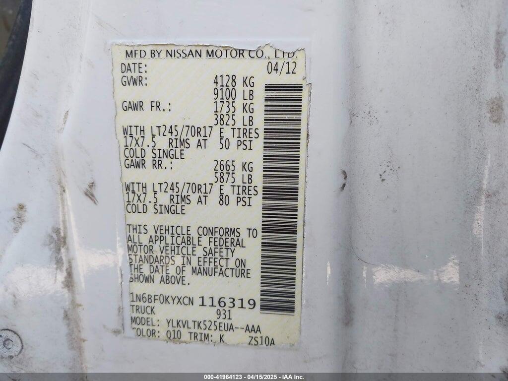 1N6AF0KY7DN109101 2013 NISSAN NV CARGO NV2500 HD photo no. 9