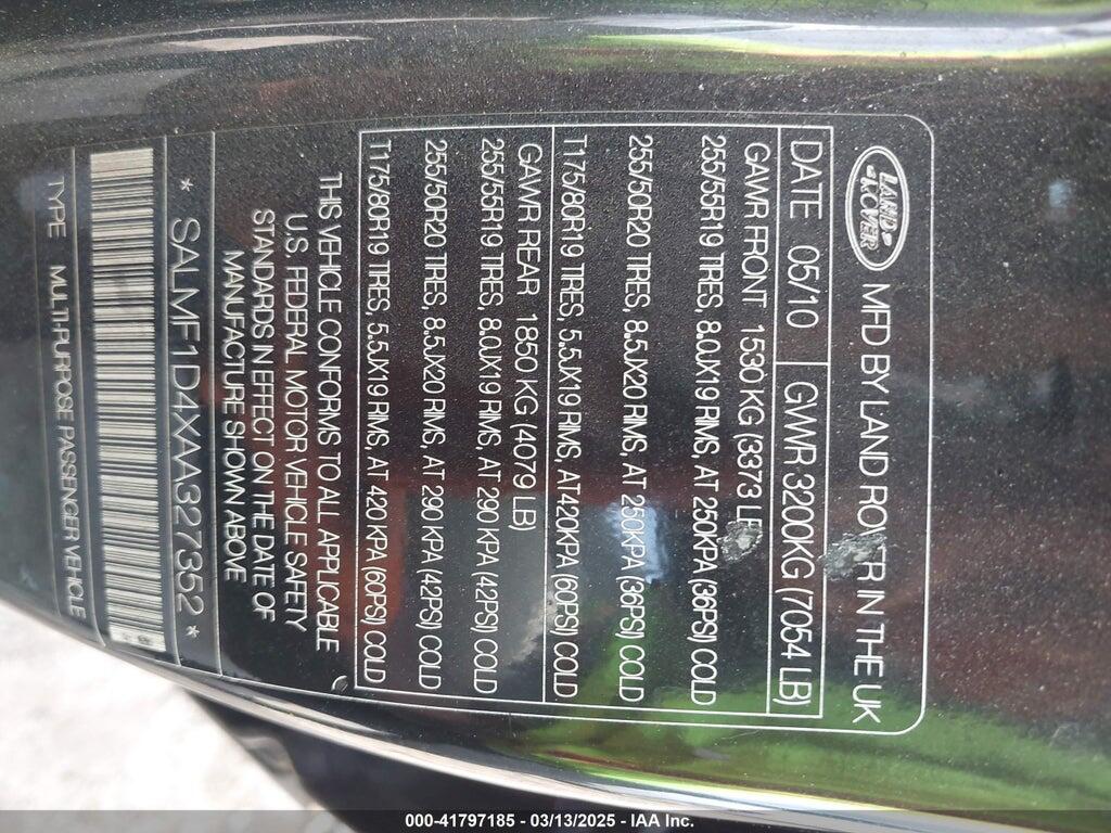 SALMF1D4XAA327352 2010 LAND ROVER RANGE ROVER photo no. 9
