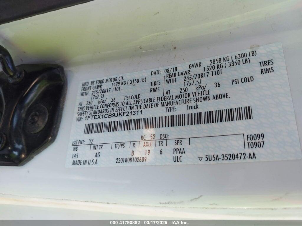 1FTEX1CB9JKF21311 2018 FORD F-150 photo no. 9