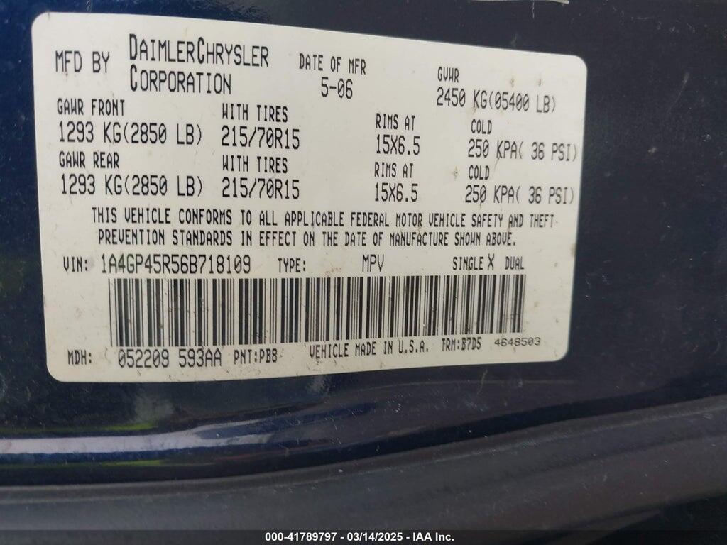 1A4GP45R56B718109 2006 CHRYSLER TOWN & COUNTRY photo no. 9