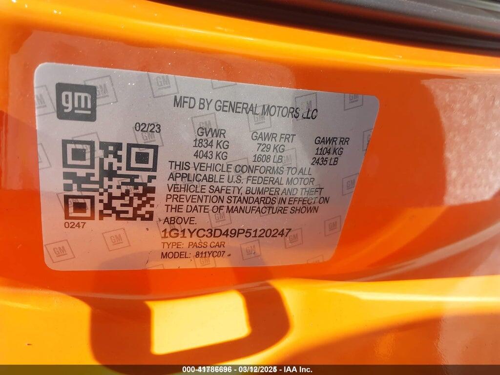 1G1YA2D40P5111422 2023 CHEVROLET CORVETTE STINGRAY photo no. 9