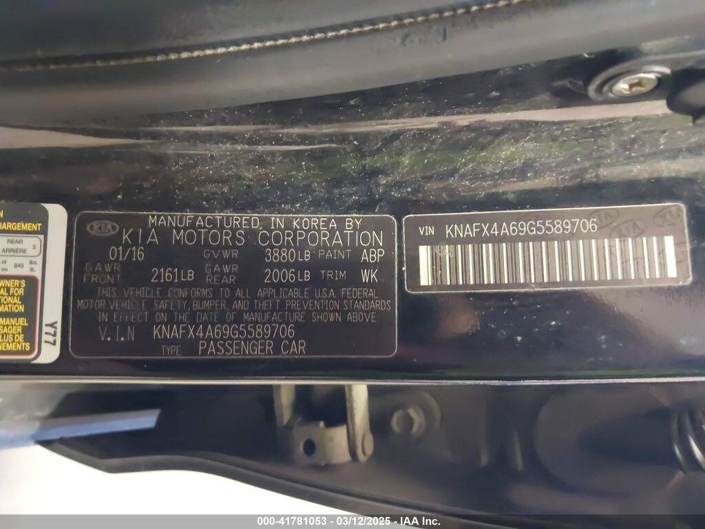 KNAFX4A69G5589706 2016 KIA FORTE photo no. 9