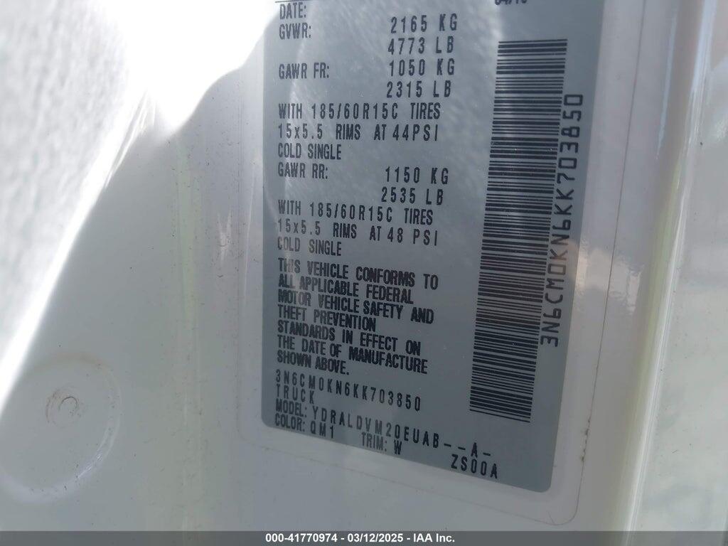 3N6CM0KN6KK703850 2019 NISSAN NV200 photo no. 9