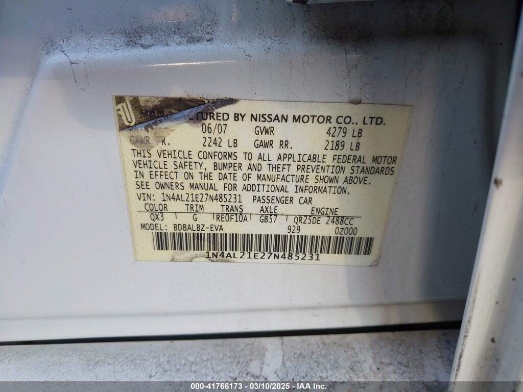 1N4AL21E27N485231 2007 NISSAN ALTIMA photo no. 9