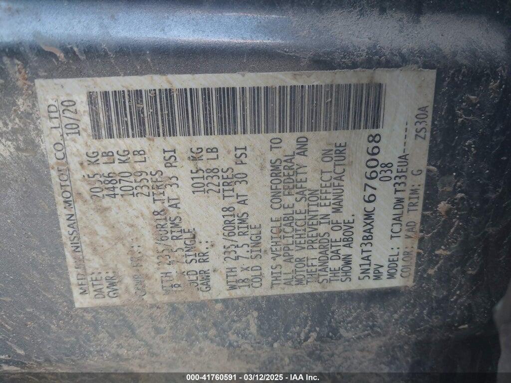 5N1AT3BAXMC676068 2021 NISSAN ROGUE photo no. 9