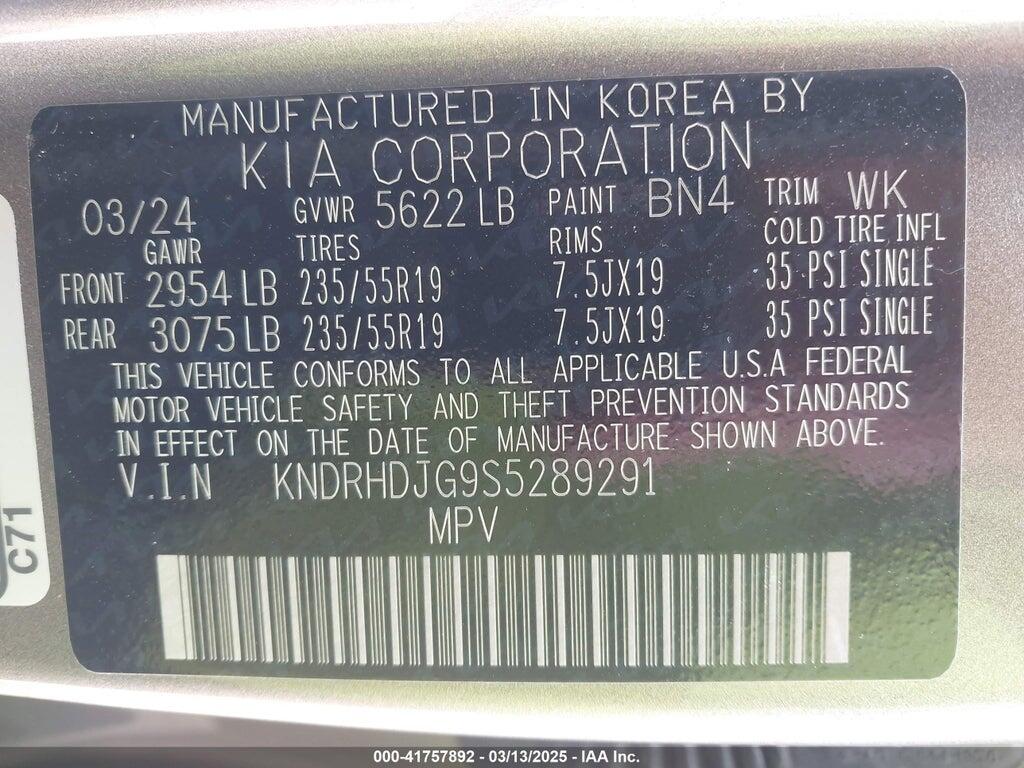 KNDRHDJG9S5289291 2025 KIA SORENTO HYBRID photo no. 9