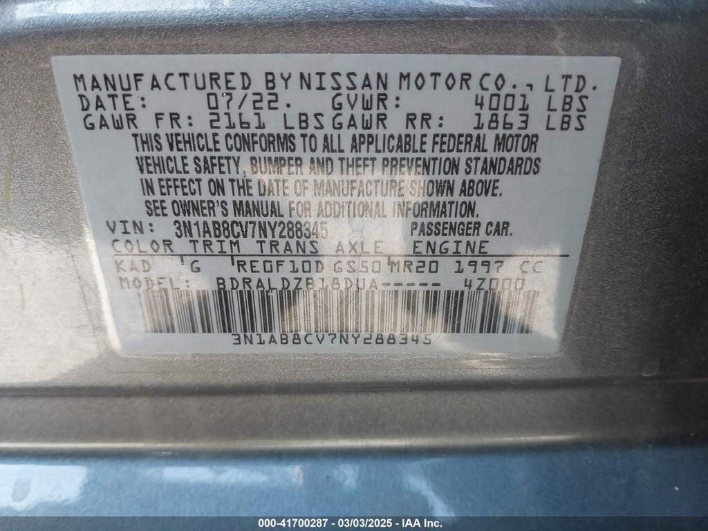 3N1AB8CV7NY288345 2022 NISSAN SENTRA photo no. 9