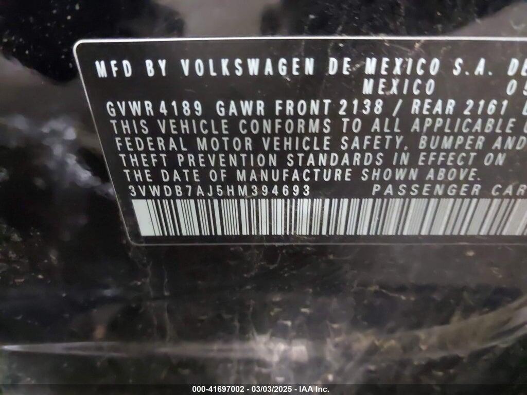 3VWDB7AJ5HM394693 2017 VOLKSWAGEN JETTA photo no. 9