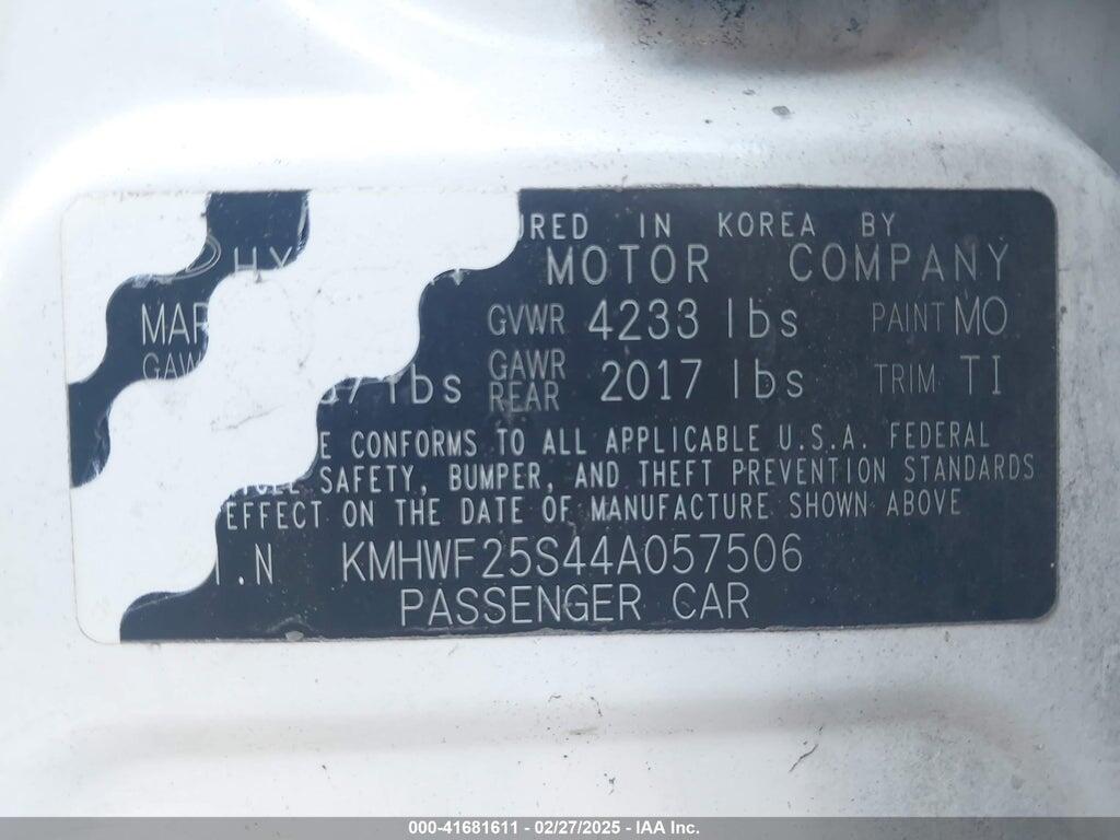 KMHWF25S44A057506 2004 HYUNDAI SONATA photo no. 9