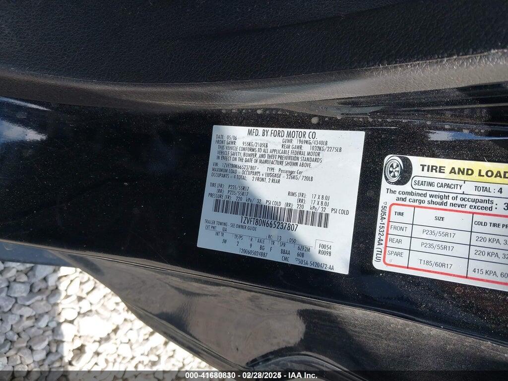 1ZVFT80N665237807 2006 FORD MUSTANG photo no. 9
