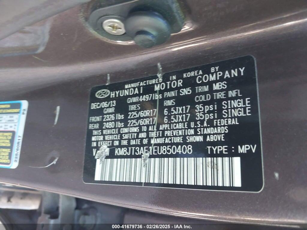 KM8JT3AF1EU850408 2014 HYUNDAI TUCSON photo no. 9