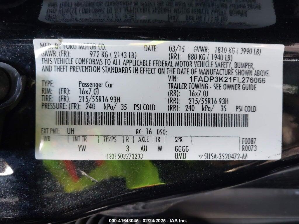 1FADP3K21FL276066 2015 FORD FOCUS photo no. 9