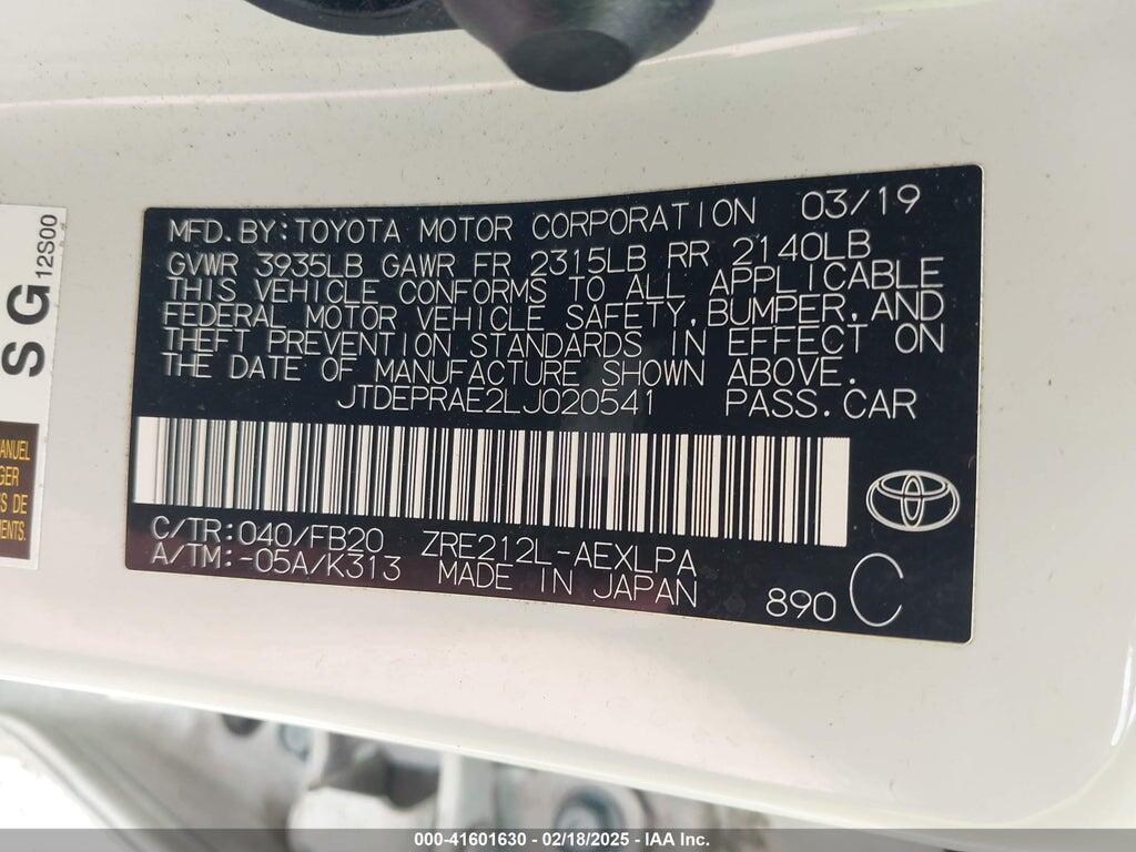 JTDEPRAE2LJ020541 2020 TOYOTA COROLLA photo no. 9