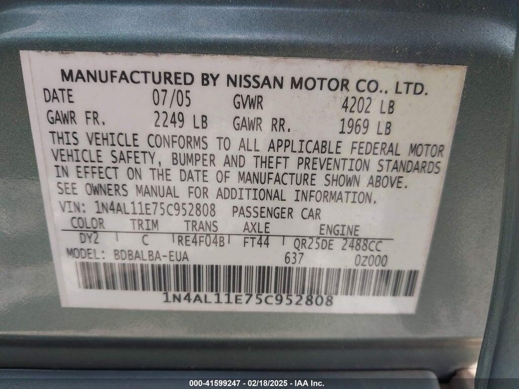 1N4AL11E75C952808 2005 NISSAN ALTIMA photo no. 9
