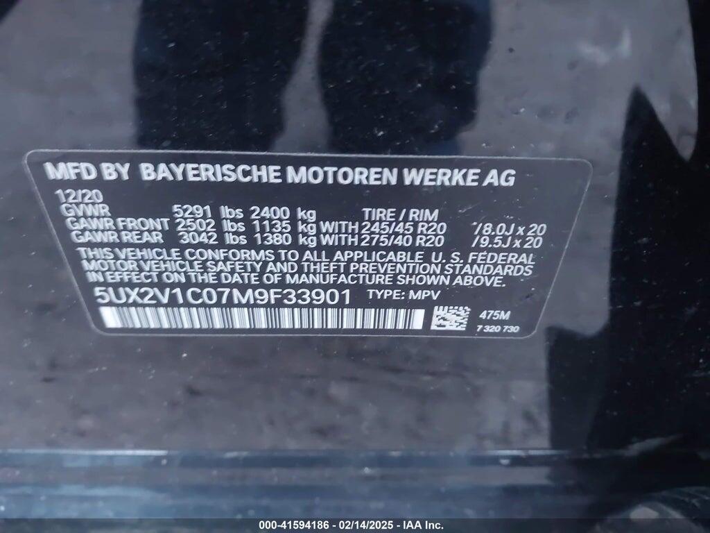 5UX2V1C07M9F33901 2021 BMW X4 photo no. 9