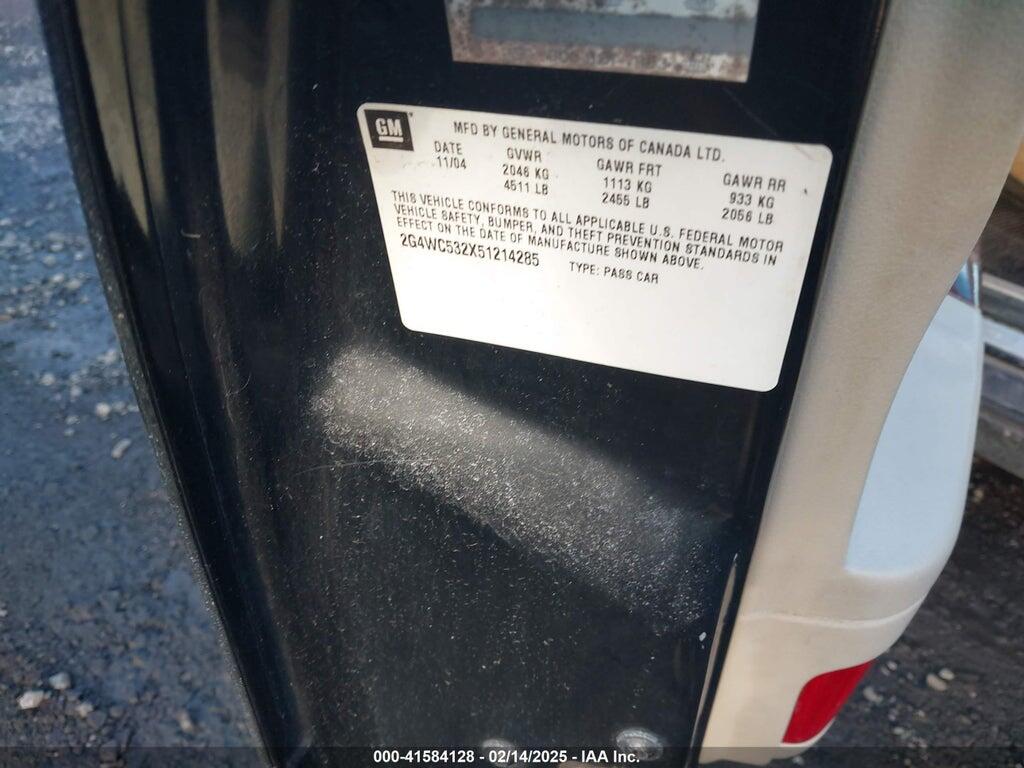 2G4WC532X51214285 2005 BUICK LACROSSE photo no. 9