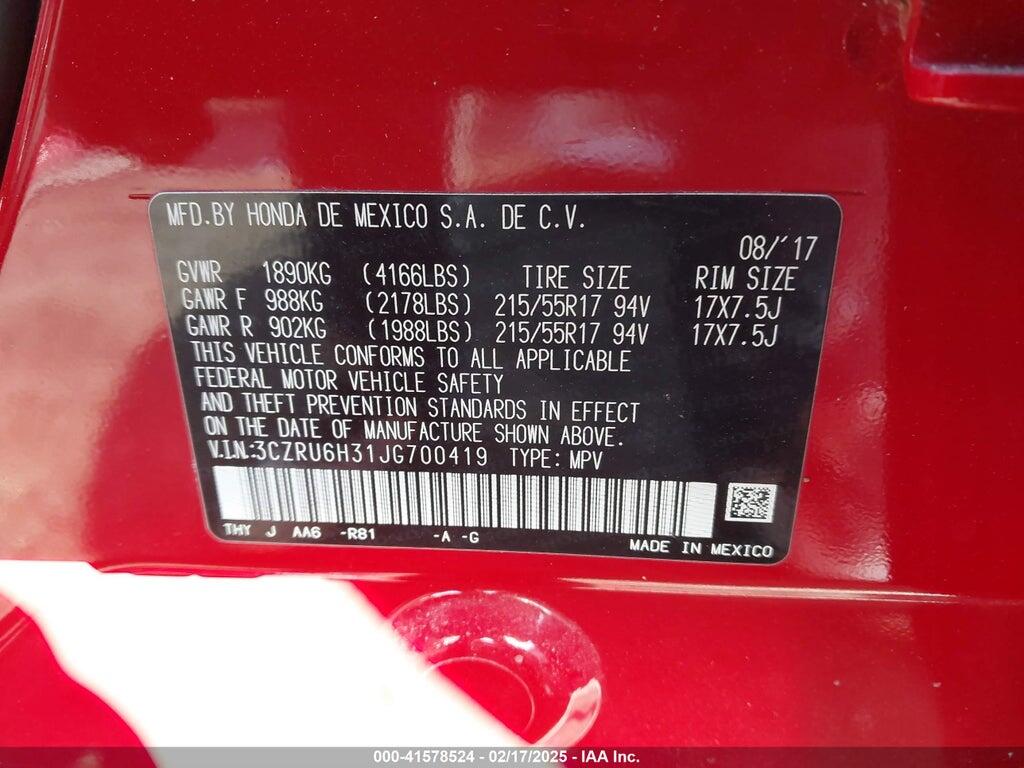 3CZRU6H31JG700419 2018 HONDA HR-V photo no. 9