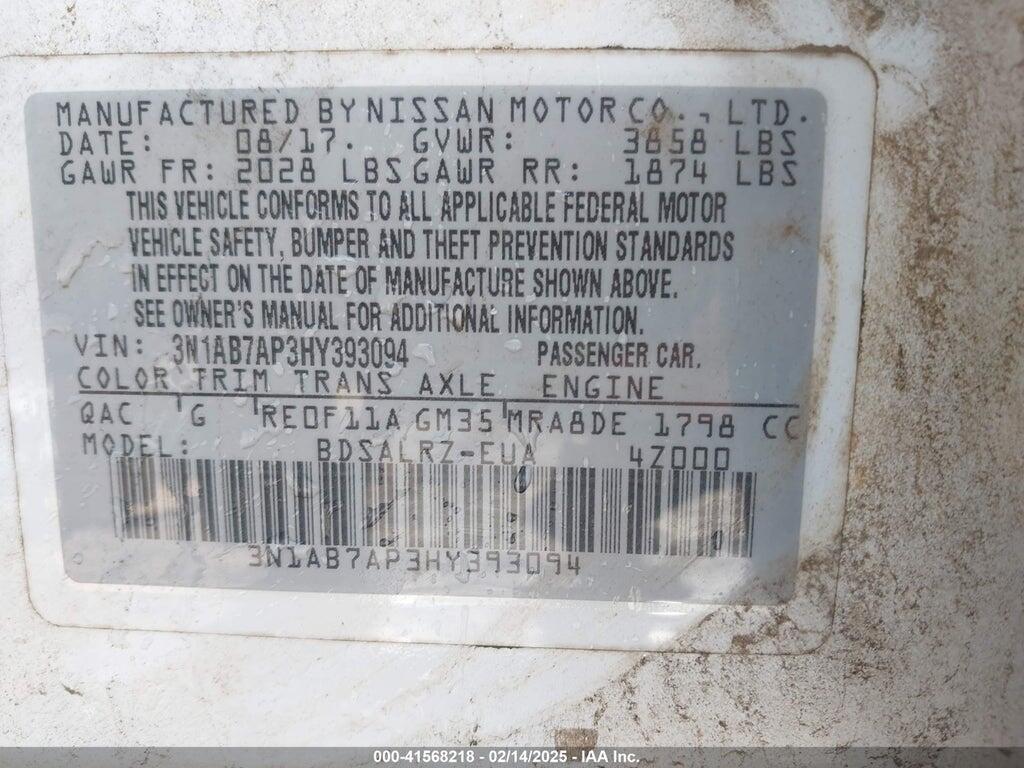 3N1AB7AP3HY393094 2017 NISSAN SENTRA photo no. 9