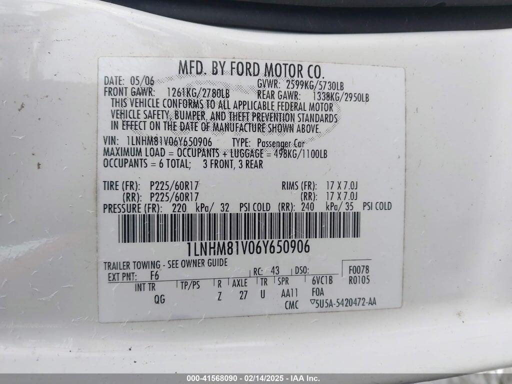 1LNHM81V06Y650906 2006 LINCOLN TOWN CAR photo no. 9