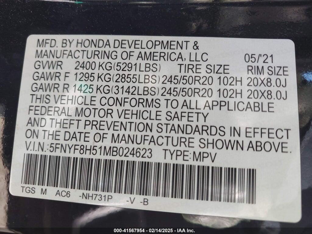 5FNYF8H51MB024623 2021 HONDA PASSPORT photo no. 9