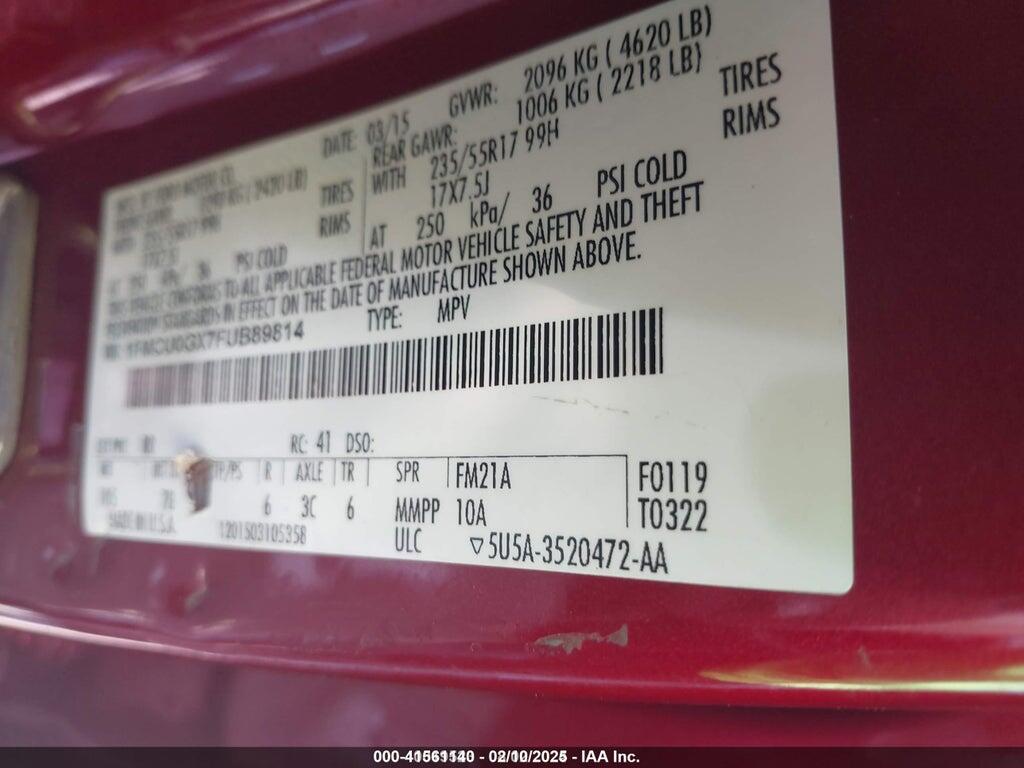 1FMCU0GX7FUB89814 2015 FORD ESCAPE photo no. 9