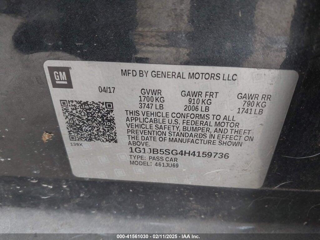 1G1JB5SG4H4159736 2017 CHEVROLET SONIC photo no. 9