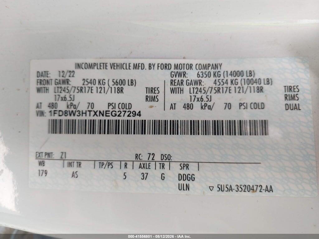 1FD8W3HTXNEG27294 2022 FORD F-350 CHASSIS photo no. 8