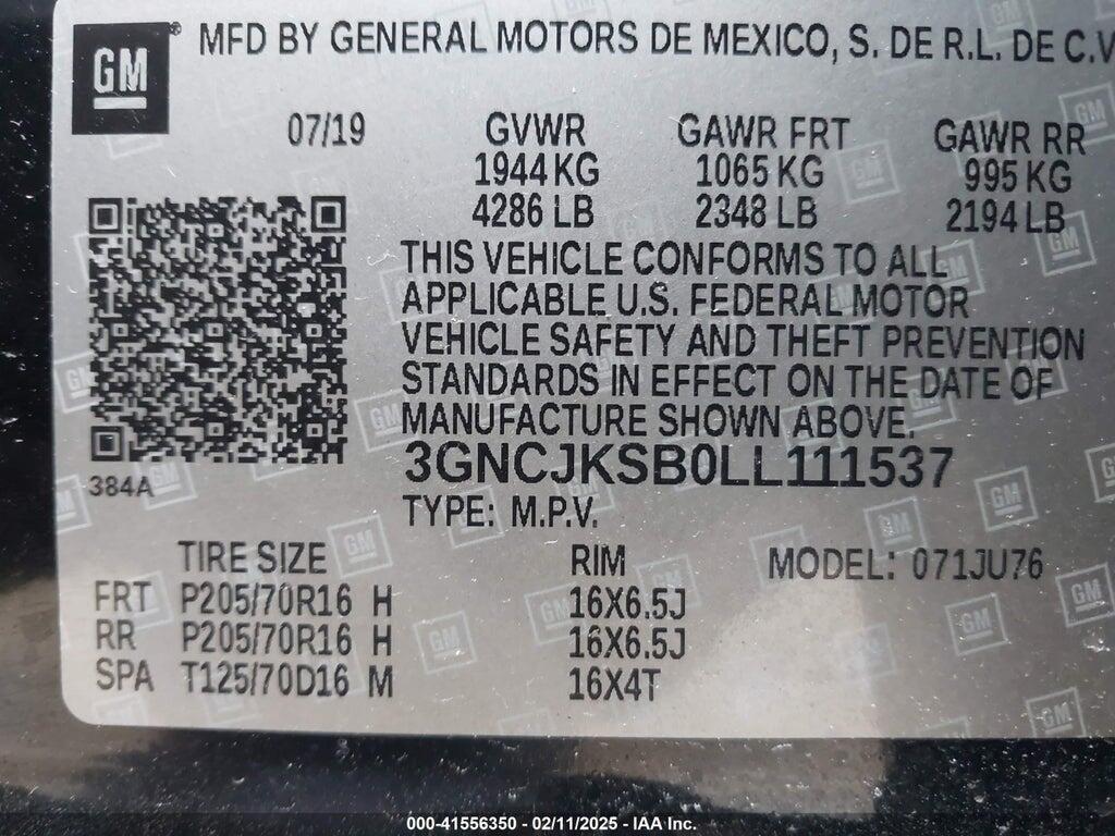 3GNCJKSB0LL111537 2020 CHEVROLET TRAX photo no. 9