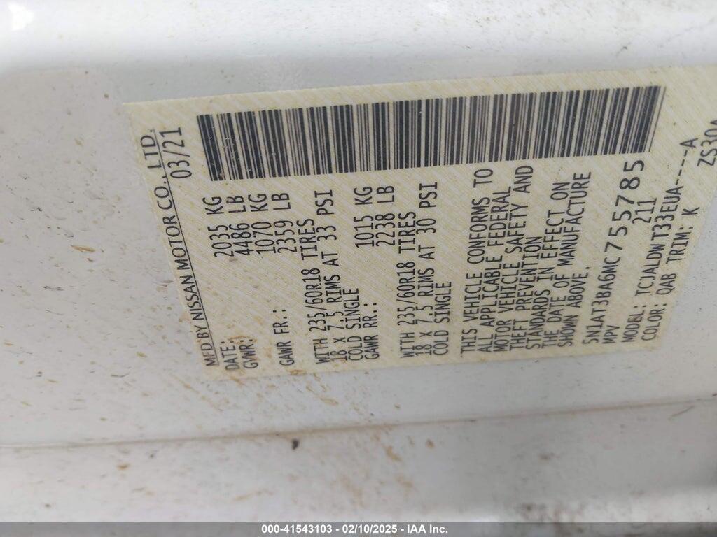 5N1AT3BA6MC755785 2021 NISSAN ROGUE photo no. 9