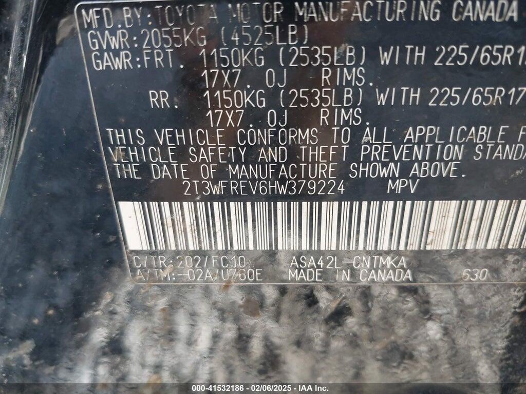 2T3WFREV6HW379224 2017 TOYOTA RAV4 photo no. 9