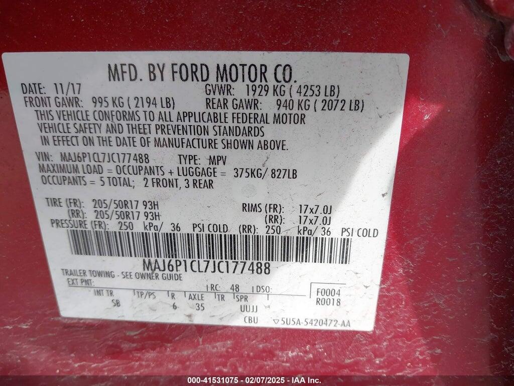 MAJ6P1CL7JC177488 2018 FORD ECOSPORT photo no. 9