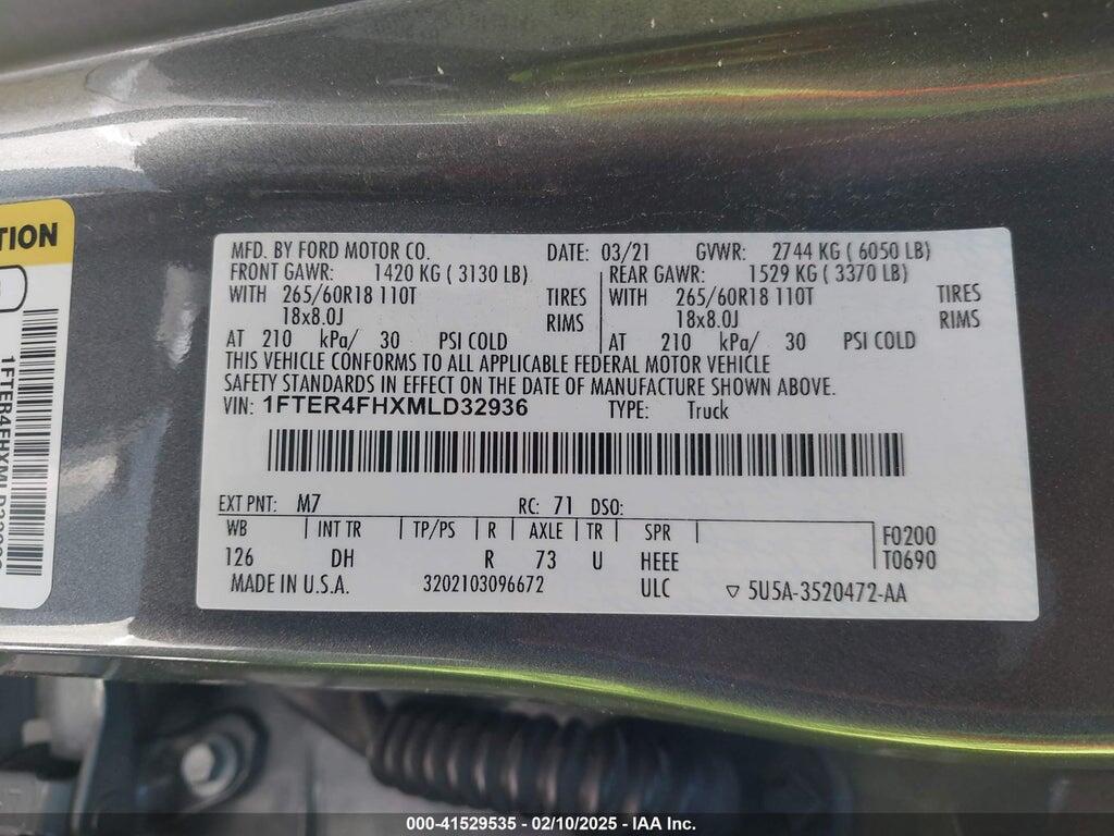 1FTER4FHXMLD32936 2021 FORD RANGER photo no. 9