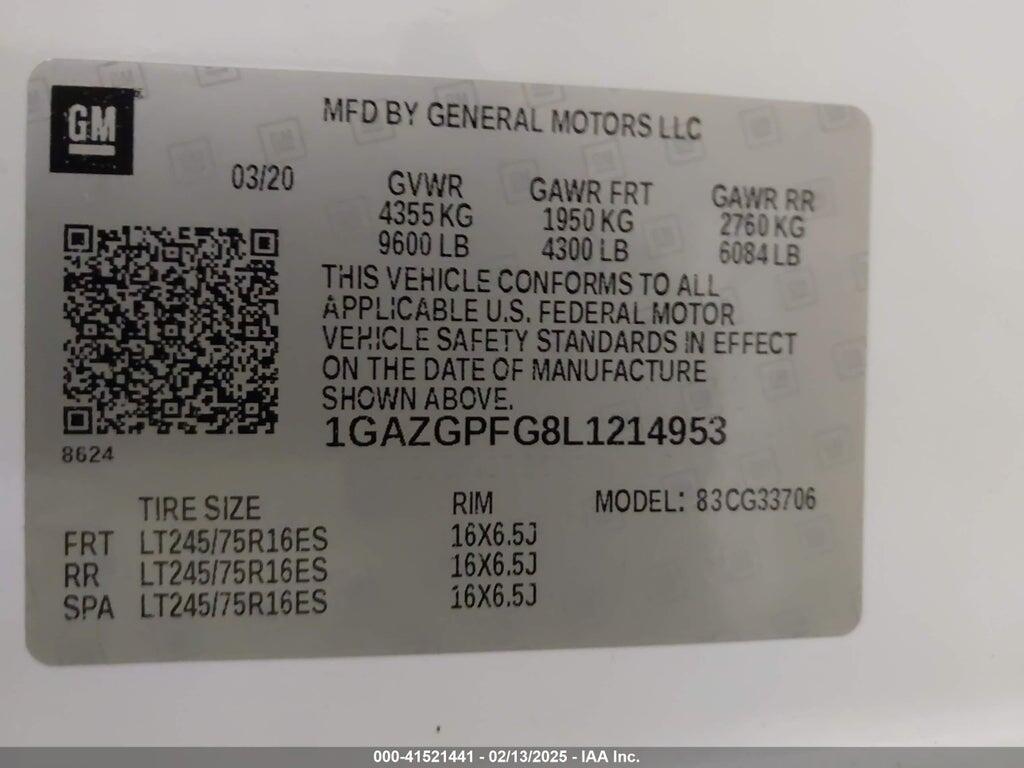 1GAZGPFG8L1214953 2020 CHEVROLET EXPRESS PASSENGER photo no. 9