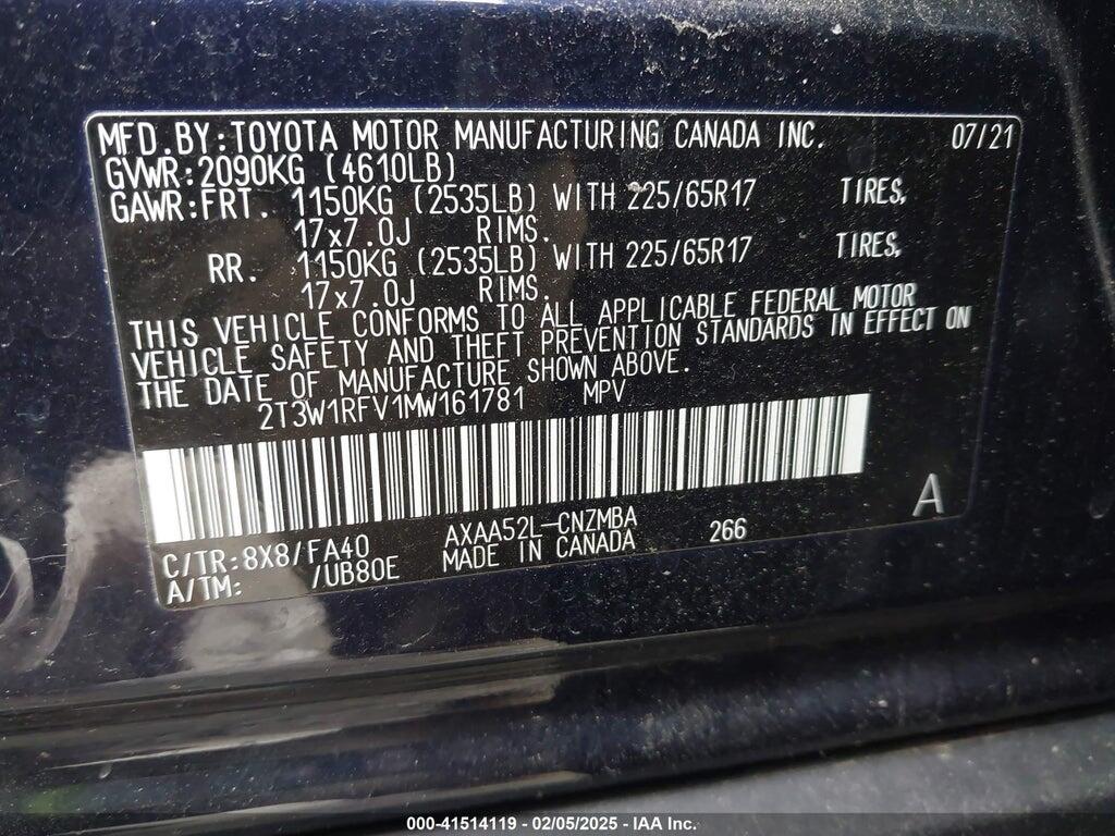2T3W1RFV1MW161781 2021 TOYOTA RAV4 photo no. 9