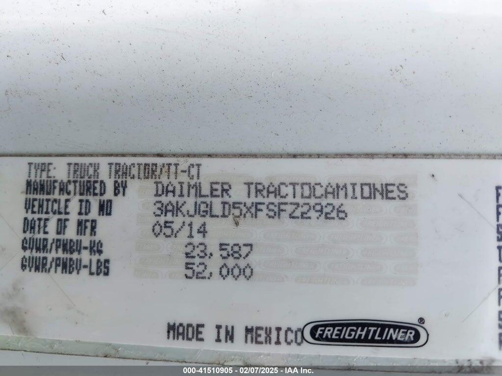 3AKJGLD5XFSFZ2926 2015 FREIGHTLINER CASCADIA 125 photo no. 8