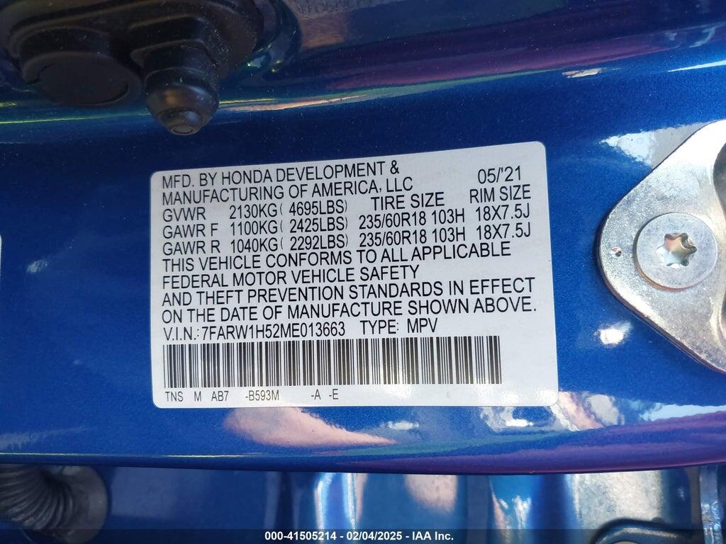 7FARW1H52ME013663 2021 HONDA CR-V photo no. 9