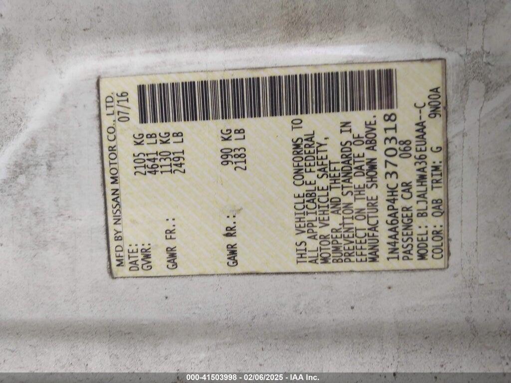 1N4AA6AP4HC370318 2017 NISSAN MAXIMA photo no. 9