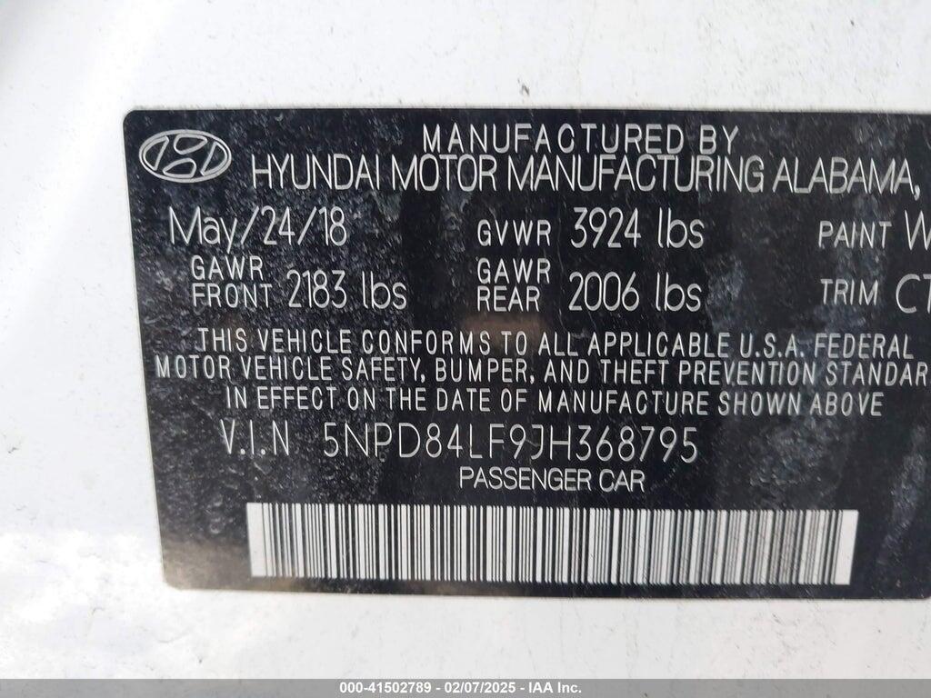 5NPD84LF9JH368795 2018 HYUNDAI ELANTRA photo no. 9