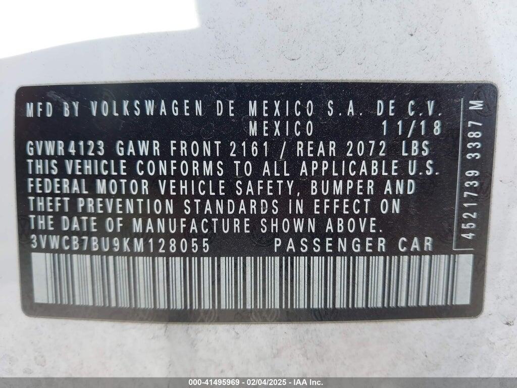 3VWCB7BU9KM128055 2019 VOLKSWAGEN JETTA photo no. 9