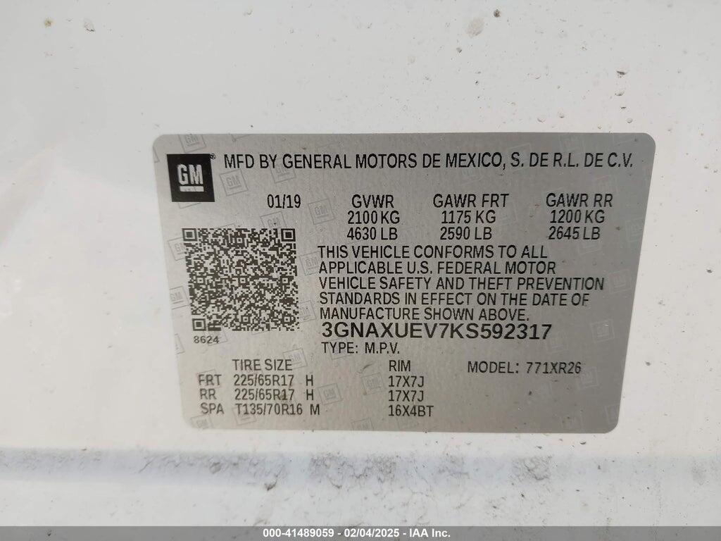 3GNAXUEV7KS592317 2019 CHEVROLET EQUINOX photo no. 9