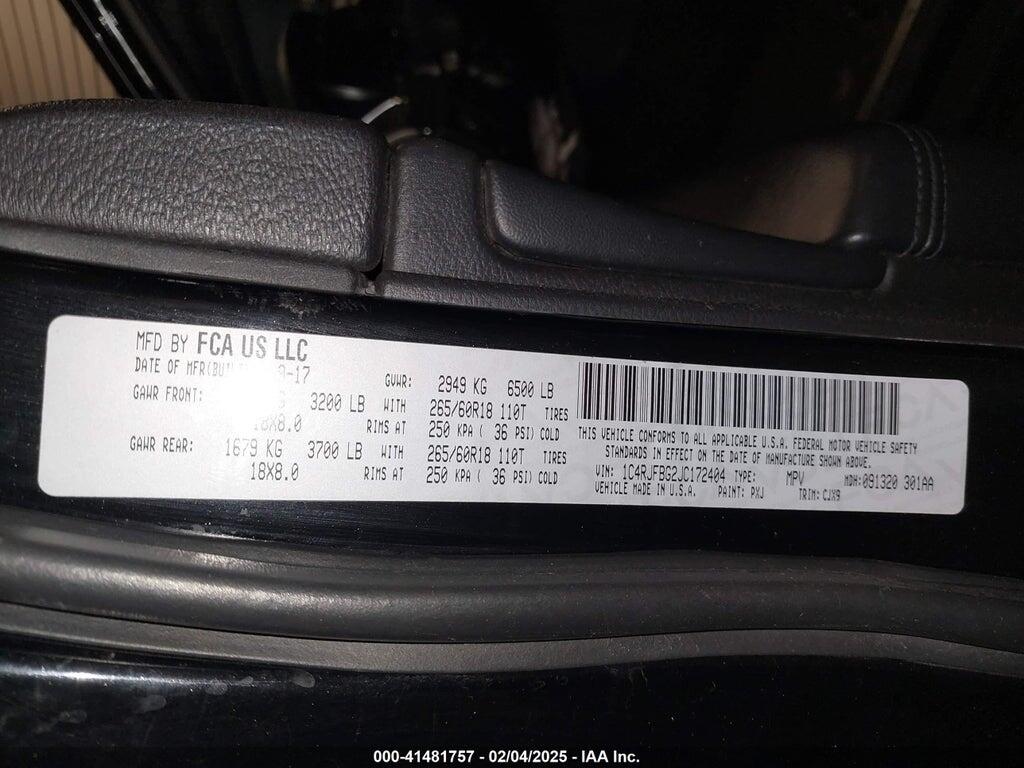 1C4RJFBG2JC172404 2018 JEEP GRAND CHEROKEE photo no. 9