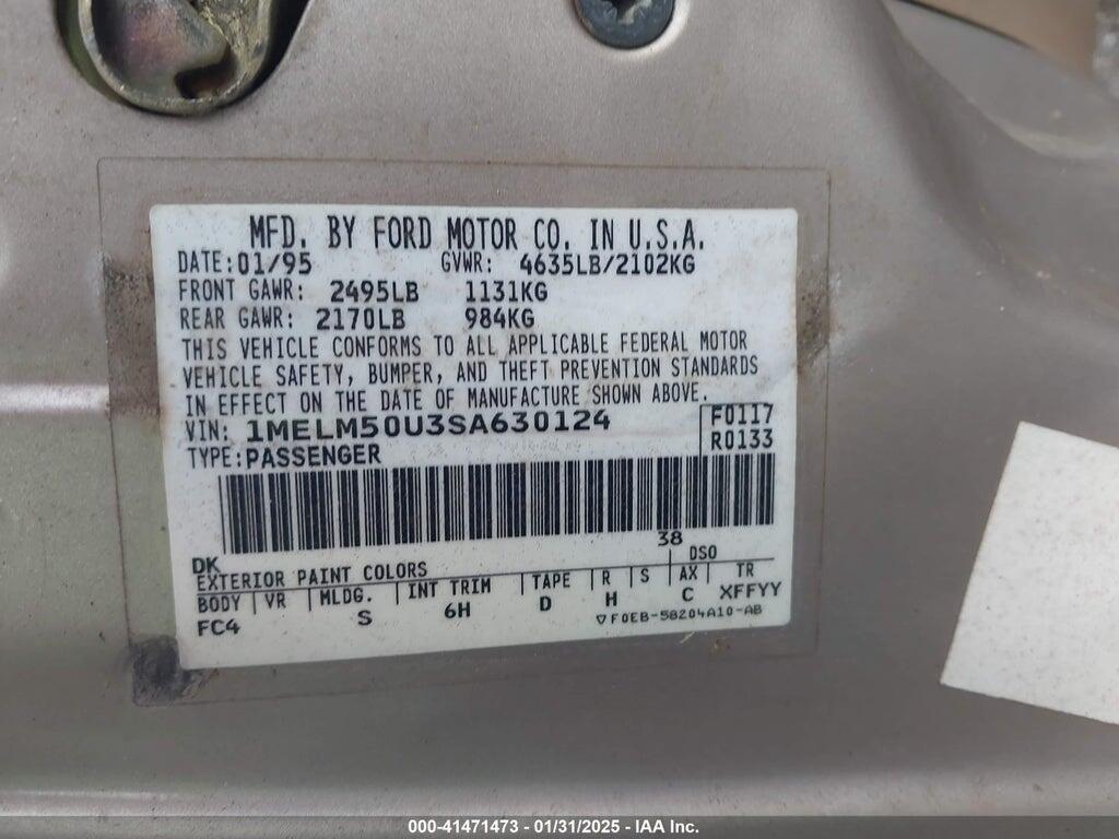 1MELM50U3SA630124 1995 MERCURY SABLE photo no. 9