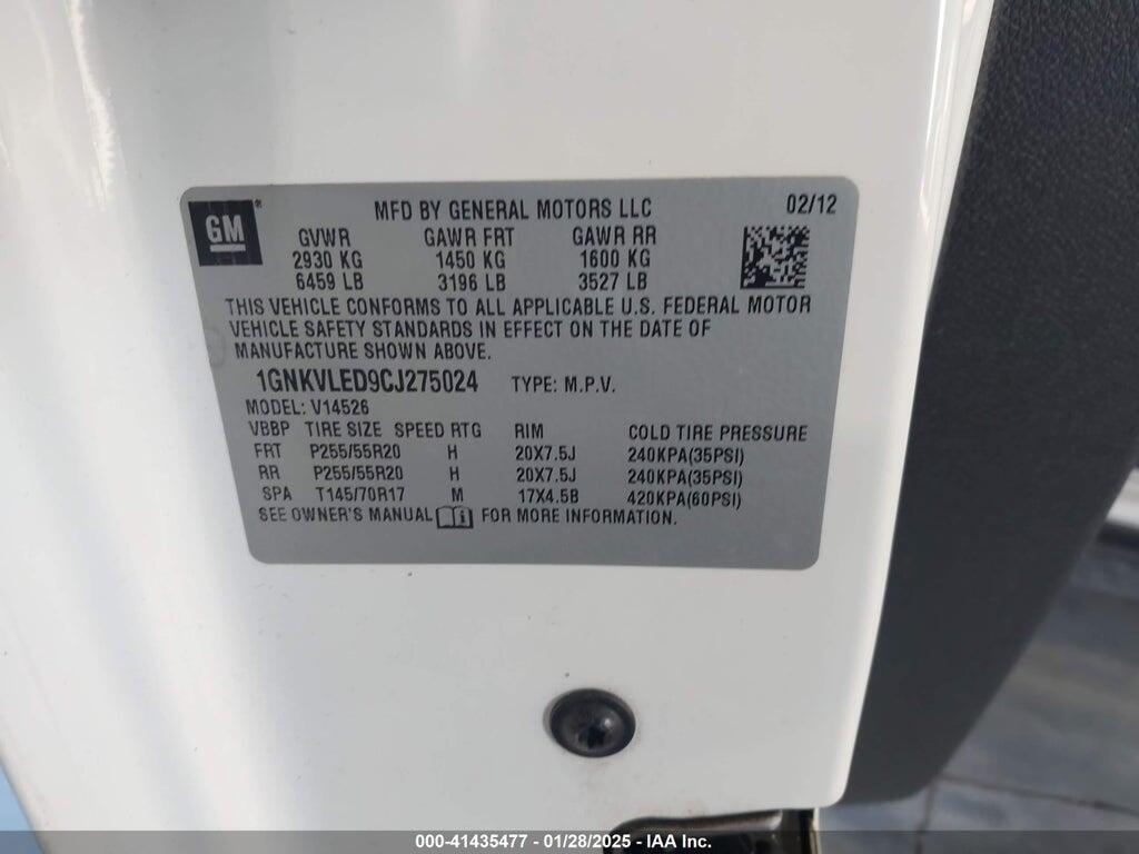 1GNKVLED9CJ275024 2012 CHEVROLET TRAVERSE photo no. 9