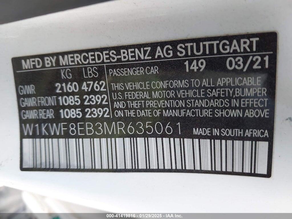 W1KWF8EB3MR635061 2021 MERCEDES-BENZ C 300 photo no. 9